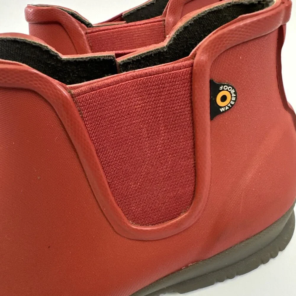 Bogs Sweet Pea Boot Chelsea Ankle Red‎ Rain Waterproof Pull On Active Womens 7